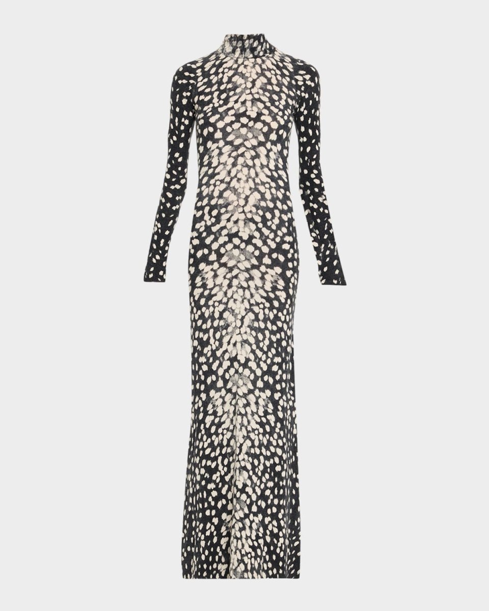 The Camille Animal-Print Cashmere Maxi Dress